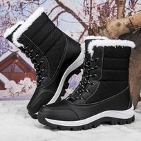 Women's Outdoor Long Winter Boots, Thick Velvet Lining, Warm Plus Size 42 Snow Footwear 37 juoda