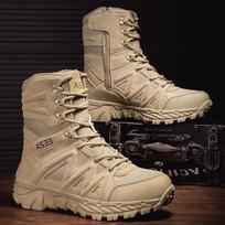 Men's Waterproof Desert & Hiking Boots - Lightweight, Breathable, Sandproof Tactical Combat Footwear for Outdoor Activities 45 smėlinė