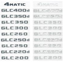 Automobilio galinės bagažinės emblemos raidės lipdukai GLC300de GLC300e GLC350e GLC400e 4Matic GLC X253 GLC43 sidabras