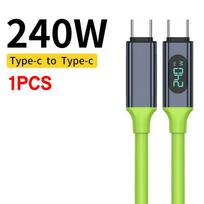 NEW 240W USB C Cable Dual Type C A To C Cord with Digital Screen Monitor Time 480Mbps High Speed Data Transfer Fast Charger 1.5m black