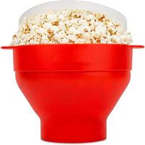 Microwave Silicone Popcorn Maker Foldable Food Grade Kitchen Tool DIY Popcorn Bucket Bowl with Lid Easy to Use raudona