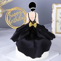 2PCS New Creative Happy Birthday Cake Toppers Back Silk Gauze Dress Happy Cake Girl Birthday Decoration Party Cake Decorating juoda