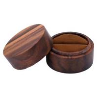 Ring Box Vintage medinių žiedų laikymo dėžutė Dvigubo žiedo vitrinos pasiūlymo sužadėtuvėms Valentino dienai Single ruda