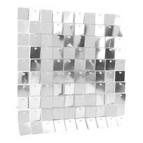 8PCS Glitter Background Panels Foursquare Sequin Wall Backdrop for Birthday Wedding Party Decoration Silver sidabras