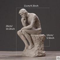26cm Resin Sandstone Thinkers Statue Retro Creative People Ornaments Home Decorations Accessories Handmade Crafts Gifts smėlinė
