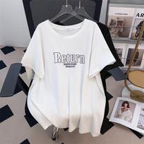 Women's Plus Size Mid-Length Loose Slimming Short-Sleeve Round Neck T-Shirt (200/300/350 Jin) 2XL balta