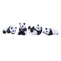 4 Pcs Mini Panda Figurine Cute Tiny Panda Statue Miniature Pandas Cake Topper Ornament for DIY Micro Landscape Dollhouse Fairy Garden Decor juoda balta spalva