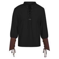Sky-High Pirate Costume Set: Feathered Renaissance Shirt & Medieval Vest for Halloween M