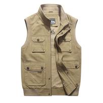 Men's Casual Loose Multi Pocket Cotton Large Size Cold Proof Sleeveless Waistcoat Vest Jacket Winter Autumn Outdoor Daily Wear Outerwear M chaki