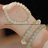 Hetian Jade & 999 Pure Gold Ruyi Bead Bracelet for Women - Two Generations Luck & Joy Gift 6mm Jade Bracelet + Gift Box + Certificate
