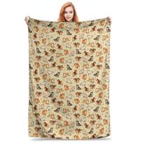 Flanelinis pledas Shiba Inu Mieli mieli šunys Kreminės spalvos Šilti pliušiniai pledai Minkšta lovatiesė svetainei Namams Kelionėms Sofai 75X95CM beige