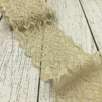 8cm Wide Elastic Lace Trim Fabric, Printed Design, 10 Yards per Pack