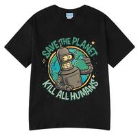 Futurama Bender Išgelbėk Planetą Nužudyk Visus Žmones Grafinis Marškinėlis L