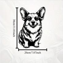 Cute Corgi Metal Wall Art, Weather-Resistant Iron Dog Statue for Fence & Home, Pet Lover Gift 12in gray