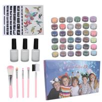 30 Colors Temporary Tattoo Glitter Powder Kit 6 Colors Luminous Powder Set Brush Stencil for Children Adult gray