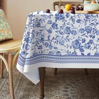 Blue Floral Rustic Rectangle Tablecloth Kitchen Dining Room Decor Waterproof Tablecloth for Table Holiday Party Decorations 90x140cm