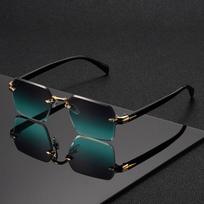 Men's Metallic Gradient Pilot Fashion Sunglasses with Turquoise Blue Black Gold Gradient Lenses žalia