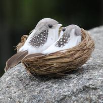 1Set Simulation Fake Bird Nest Nature Circle Bird Cage Set Gardening Decorations