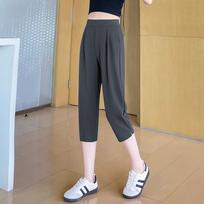 Ice Silk Sports Capri Pants Women Thin Summer Style Loose Casual Harem Radish Pants Women S pilka spalva