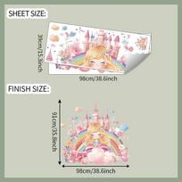 Dreamy Rainbow Castle Princess Bedroom Living Room Home Background Beautification Wall Stickers