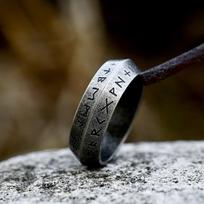 Naujo dizaino paprastas Odin norvegų vikingų amuletas runų žiedas vyrams, moteriškas 316L nerūdijančio plieno mados žodžiai Retro papuošalų didmeninė prekyba as the picture-7