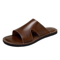 New Summer Casual Leather Men's Half Drag Outdoor Non-slip Slippers Fashionable Male Flip Flops Leisure Walk Beach Flats Sandals 38 ruda