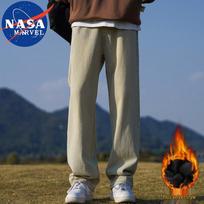 NASA MARVEL Men's Fleece-Lined Wide-Leg Straight Jeans 2XL chaki