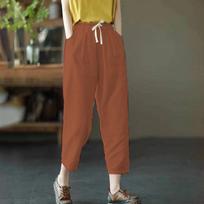 Retro Trendy Tooling Casual Pants Women's Summer Versatile Straight Vertical Tied Feet Loose Wide-leg Trousers M oranžinė