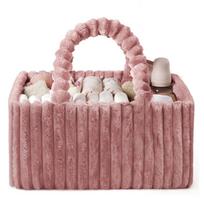 Cozy Material Flannel Diaper Organizer Multi-Pocket Portable Diaper Organizer Large Capacity Newborn Essentials rožinė