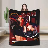 ATEEZ Choi San pledas Pikniko flanelinis pledas sofai, foteliui, lovai Šiltas minkštas individualios kokybės lovatiesė Dovana 30x40in black