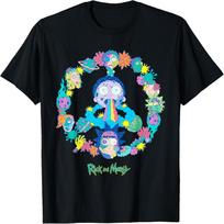 Rick and Morty Peace Sign Vivid Alien Adult Cartoon Fashion T-Shirt M juoda