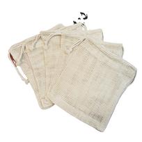 Ekologiškos medvilnės tinklinis maišelis su raišteliu vaisiams ir daržovėms laikyti 8x10 cm; Beige white