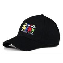 New Among us Game-themed embroidered baseball cap, anime cartoon, unisex student outdoor pure cotton cap Adjustable black