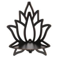 Good-1 PCS Lotus Corner Shelf Wooden Wall Mount Floating Shelf Black Wooden For Bedroom Book Room Decor juoda
