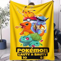 Pokemonas Pikachu Animacinis Spaudinys Vilnos Antklodė Suaugusiems Super Minkšta Šilta Antklodė Kelionei Biurui Namams Gerbėjams Būtinas Dovana 70x100cm yellow