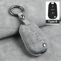 Odinis automobilio sulankstomo rakto dėklas-dangtelis Peugeot 208 308 408 508 2008 3008 4008 5008 Citroen C3 C4 Cactus C6 C8 Automobilio rakto korpusas For Citroen gray