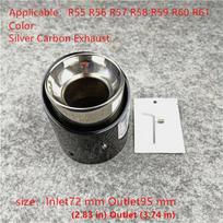 1 vnt. Mini Cooper F54 F55 F56 F57 R60 R61 F60 R55 R56 R57 R58 R59 S JCW anglies pluošto išmetamojo vamzdžio antgalis Automobilio priedai Matte Inlet 72 mm95 gray