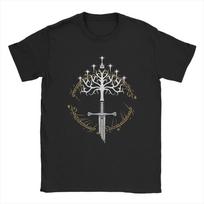 Men's Gondor Holy White Tree and Nasir Holy Sword Elven Fantasy Harajuku Pattern Print 100% Pure Cotton Short-sleeved T-shirt... S įvairiaspalvis