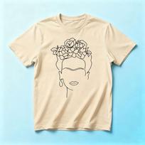 Frida Face Line Art Shirt Frida Kahlo Salute and Remember The Clothing Frida Kahlo Portrait T-shirt Simple Casual Women Tee Tops M
