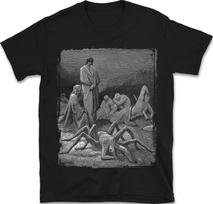 The Soul of Arachne T-Shirt | Gustave Dore 1867 Art Tee | Dante Purgatory Mythological Engraving Gothic Shirt S įvairiaspalvis