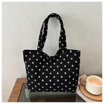 Women Polka Dot Corduroy Tote Bag Casual Daily Shoulder Bag Large Capacity Lightweight Handbag For Shopping juoda