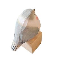 Hand-Carved Painted Wooden Bird Figurine Rustic Small Zebra Finch Statue Sculpture Ornament Decoration for Home Office Living Room pilka