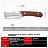 Daugiafunkcinis nerūdijančio plieno daržovių skustukas su medine rankena, 3-in-1 svogūnų smulkintuvas, vaisių skustukas, butelių atidarytuvas virtuvei plastic handle gray