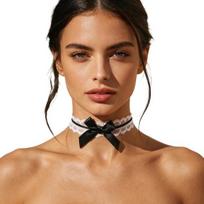 Ribbon Bow Lace Choker for Women, Adjustable Black Bowknot Lace Collar Necklace, Tie-up Choker Necklace for Wedding Party