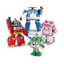 SBSG Robocar Poli 4 vnt. pakuotė Poli + Gintaras + Rojus + Helis Transformuojami robotai žaislai, 4 colių transformuojami veiksmo