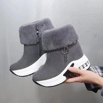 Winter Women Warm Sneakers Platform Snow Boots 2026 Ankle Boots Female Causal Shoes Ankle Boots for Women Lace-up Ladies Boots 35 pilka spalva
