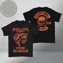 Black Label Society 2026 Dvi pusės Demolizacijos varikliai Skully marškinėliai Unisex marškinėliai L