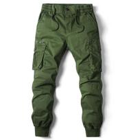 Cotton Full Length Cargo Pants Men Casual Jogging Work Trousers Streetwear Style Plus Size for Daily Outdoor Work 30 alyvuogių žalios spalvos
