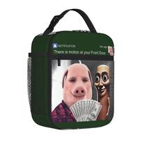 John Pork and Tung Sahur Front Door Motion Insulated Lunch Tote Bag for Outdoor  Reusable Thermal Cooler Large Size Food Bag One Size black