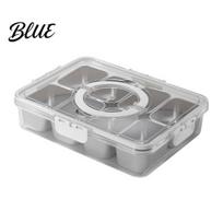 Leakproof Bento Box for Picnic Snackle Container Stainless Steel Divided Serving Tray with Lid & Handle 8 Compartment Large Snack Reusable white